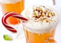 Hot cider with whiskey and whipped cream