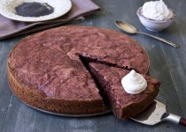 Chocolate beet cake with whipped cream