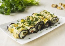 Eggplant Rolls with Cream Cheese, Walnuts and Cilantro